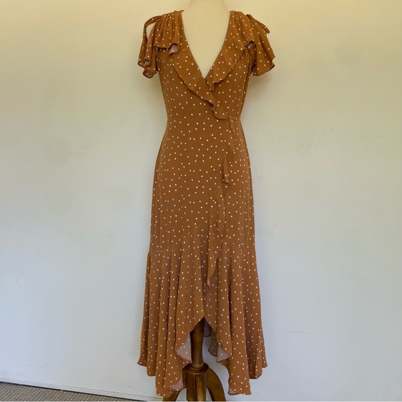 & Other Stories Polka Dot Wrap Handkerchief Midi Dress Size 0 - Picture 4 of 11